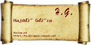Hajdú Géza névjegykártya
